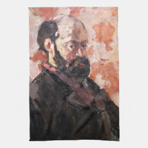 Paul Cezanne - Self-portrait with pink background Tea Towel