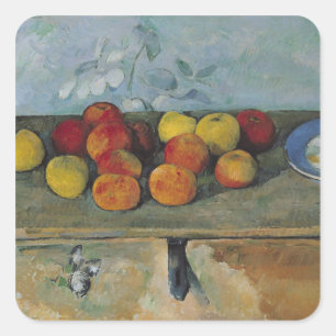 Paul Cezanne Still life of apples and biscuits, Square Sticker