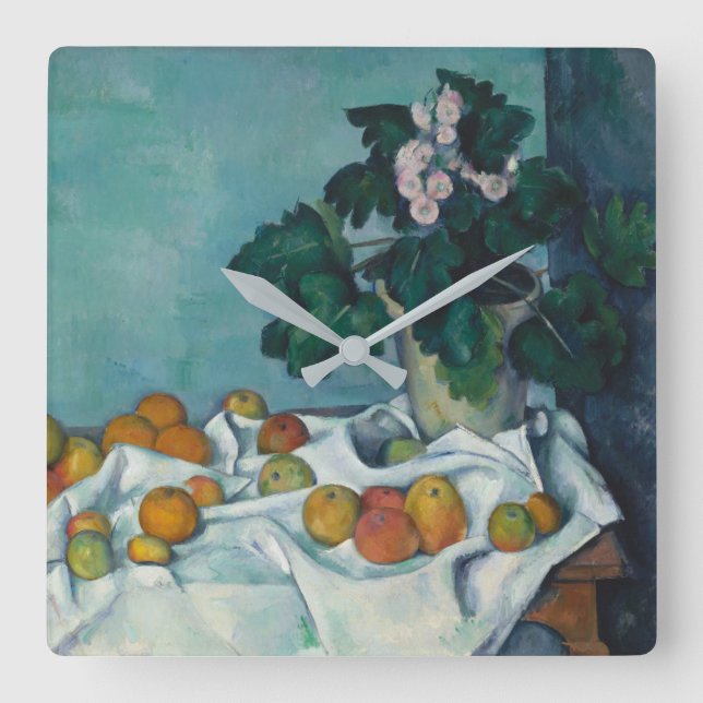 Paul Cezanne | Still Life with Apples and a Pot of Square Wall Clock (Front)