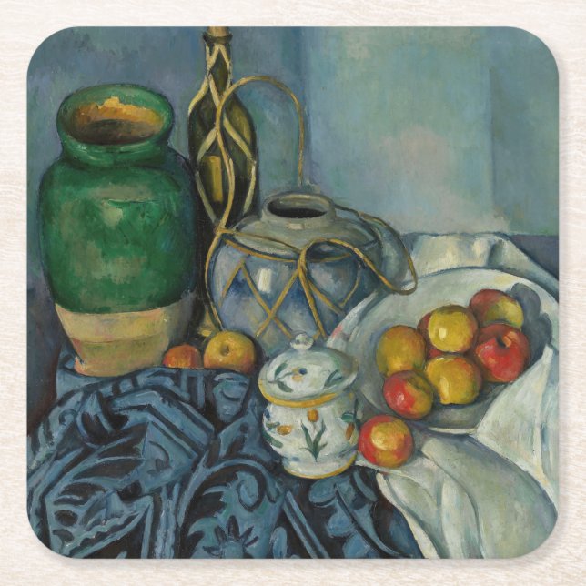 Paul Cezanne - Still Life with Apples Square Paper Coaster (Front)