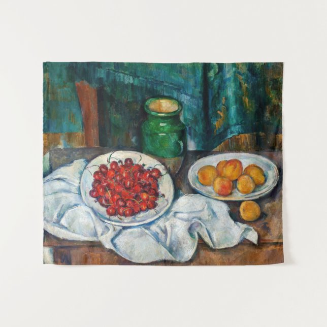 Paul Cezanne - Still Life with Cherries and Peachs Tapestry (Front (Horizontal))