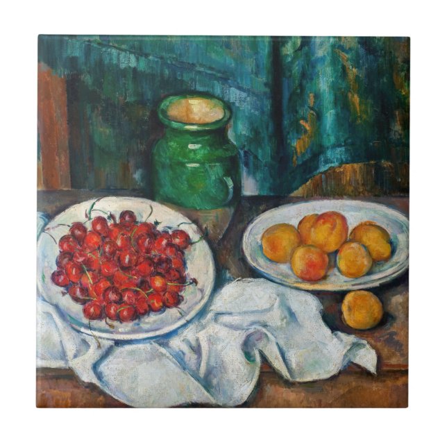Paul Cezanne - Still Life with Cherries and Peachs Tile (Front)