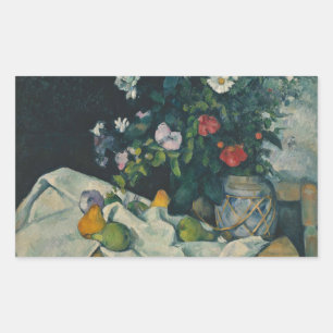 Paul Cezanne - Still Life with Flowers and Fruit Rectangular Sticker