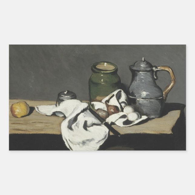 Paul Cezanne - Still Life with Kettle Rectangular Sticker (Front)