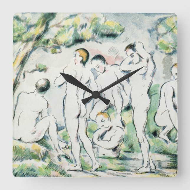 Paul Cezanne | The Bathers, Small plate Square Wall Clock (Front)