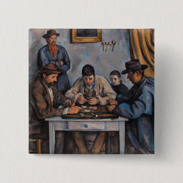 Paul Cezanne - The Card Players 15 Cm Square Badge (Front)