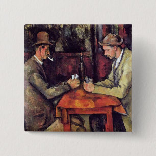 Paul Cezanne - The Card Players Fine Art Painting 15 Cm Square Badge
