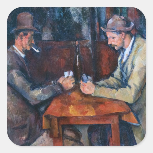 Paul Cezanne - The Card Players Square Sticker (Front)