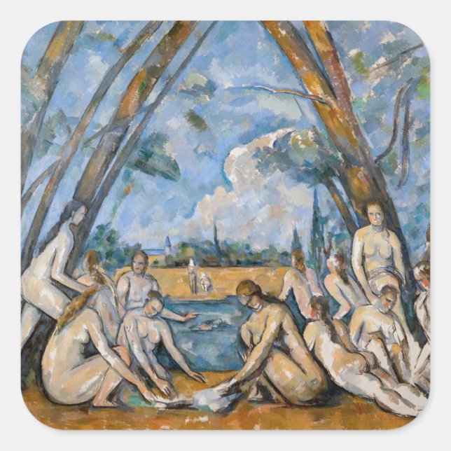 Paul Cezanne - The Large Bathers Square Sticker (Front)