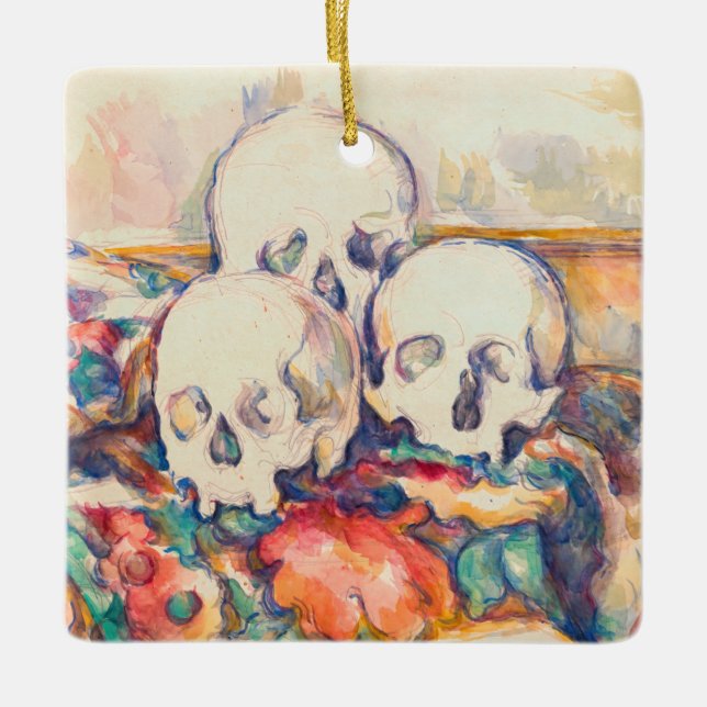 Paul Cezanne - The Three Skull Watercolor Ceramic Ornament (Front)