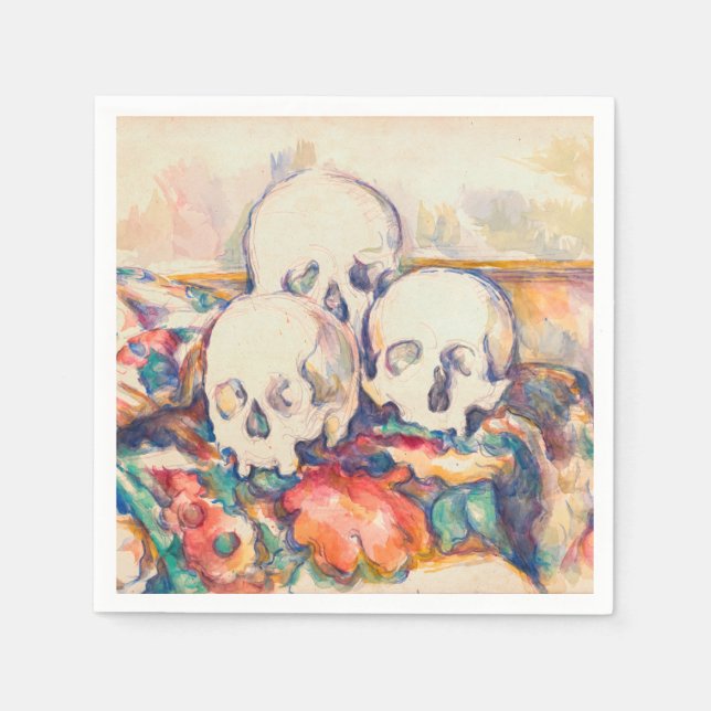 Paul Cezanne - The Three Skull Watercolor Napkin (Front)