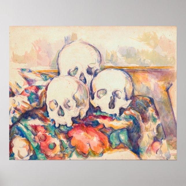 Paul Cezanne - The Three Skull Watercolor Poster (Front)