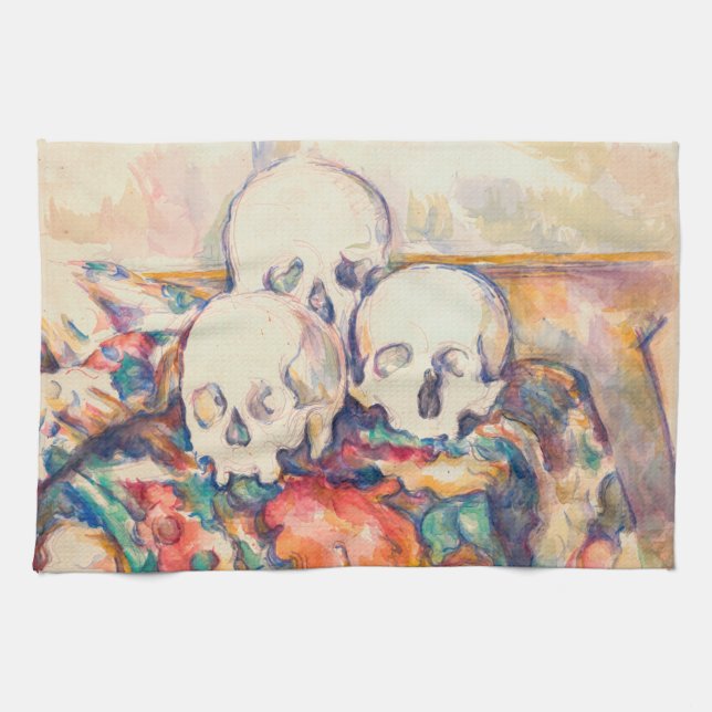 Paul Cezanne - The Three Skull Watercolor Tea Towel (Horizontal)