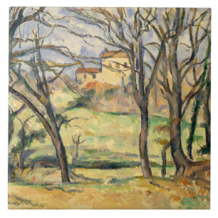 Paul Cezanne - Trees and Houses Tile