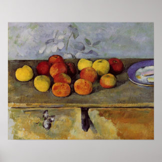 paul cezanne with apples and biscuits poster