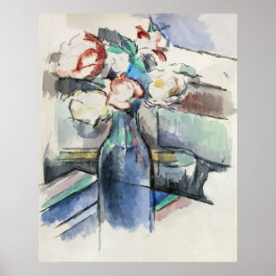 Paul Cézanne's Roses in a Bottle (1900-1904)  Poster