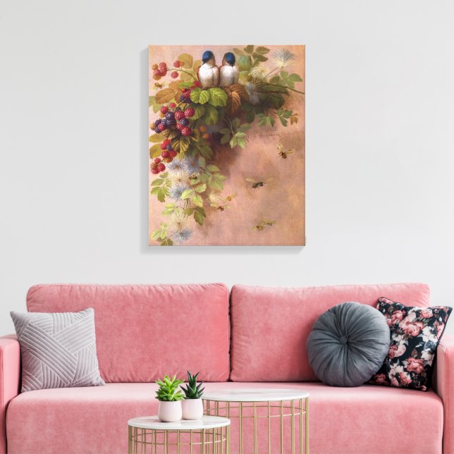 Paul-De-Longpre-Birds & Bees Canvas Print (Insitu(LivingRoom))