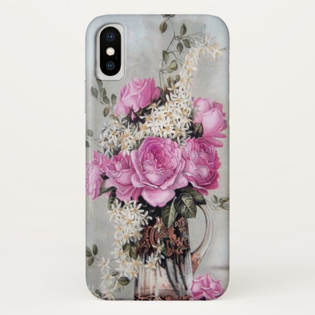 Paul De Longpre Pink Roses in Vase Case-Mate iPhone Case (Back)