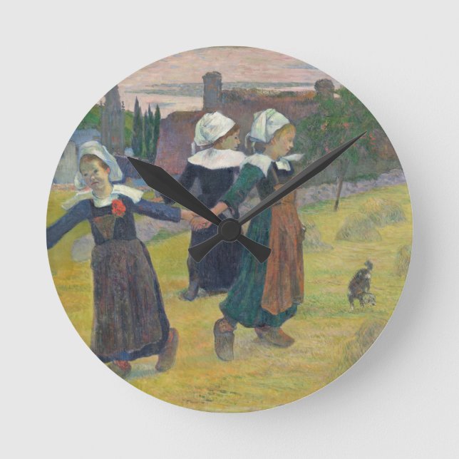 Paul Gauguin | Breton Girls Dancing, Pont-Aven, 18 Round Clock (Front)