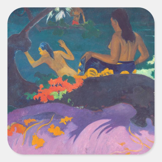 Paul Gauguin - By the Sea / Fatata te Miti Square Sticker (Front)