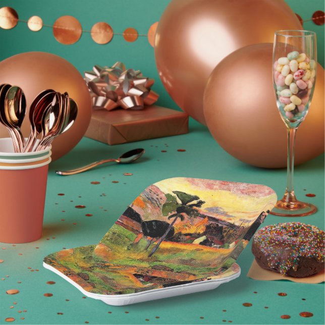 Paul Gauguin famous painting, Come Here, Paper Plate (Multi)