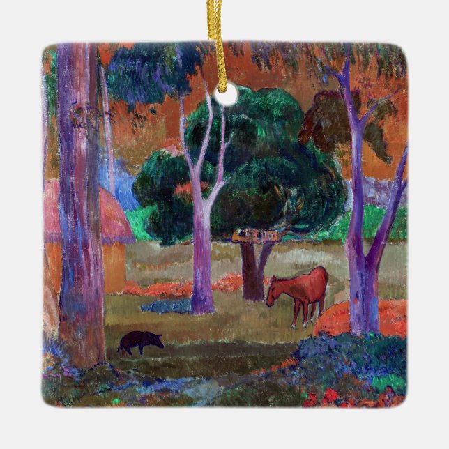 Paul Gauguin - Landscape with a Pig and a Horse Ceramic Ornament (Front)