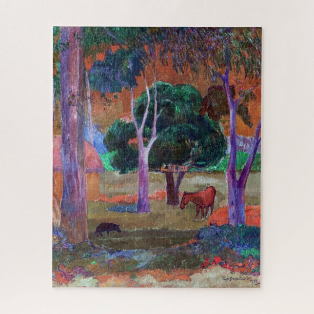 Paul Gauguin - Landscape with a Pig and a Horse Jigsaw Puzzle (Vertical)