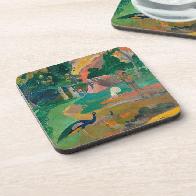 Paul Gauguin Matamoe Landscape with Peacocks Coaster (Left Side)