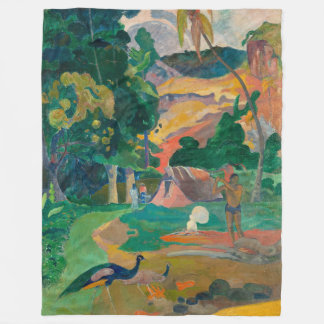 Paul Gauguin Matamoe Landscape with Peacocks Fleece Blanket