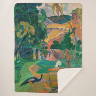 Paul Gauguin Matamoe Landscape with Peacocks Sherpa Blanket