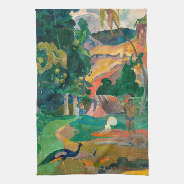 Paul Gauguin Matamoe, Landscape with Peacocks Tea Towel (Vertical)