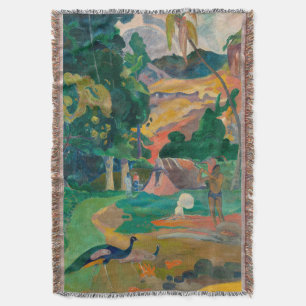 Paul Gauguin Matamoe Landscape with Peacocks Throw Blanket