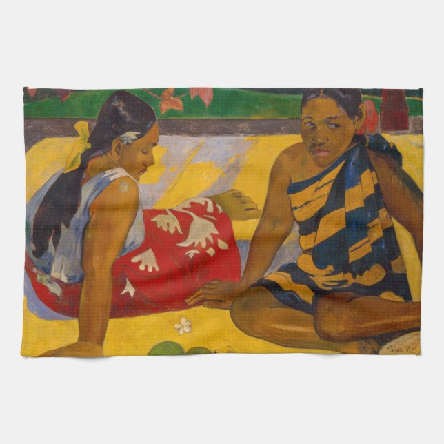 Paul Gauguin - Parau Api / What's New? Tea Towel (Horizontal)