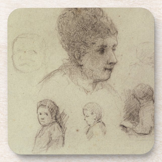 Paul Gauguin | Study of Heads, 1884 (black chalk o Coaster (Front)
