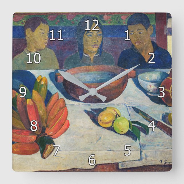 Paul Gauguin - The Meal / Bananas Square Wall Clock (Front)