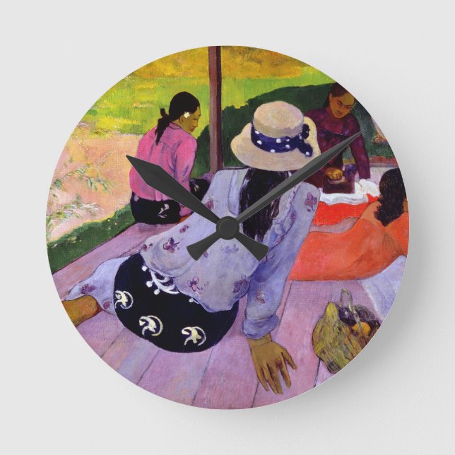 Paul Gauguin | The Siesta, 1891-2 (oil on canvas) Round Clock (Front)