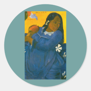 Paul Gauguin's Woman with a Mango (1892) Classic Round Sticker