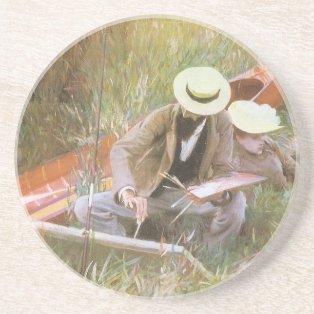 Paul Helleu Sketching with His Wife by JS Sargent Coaster (Front)