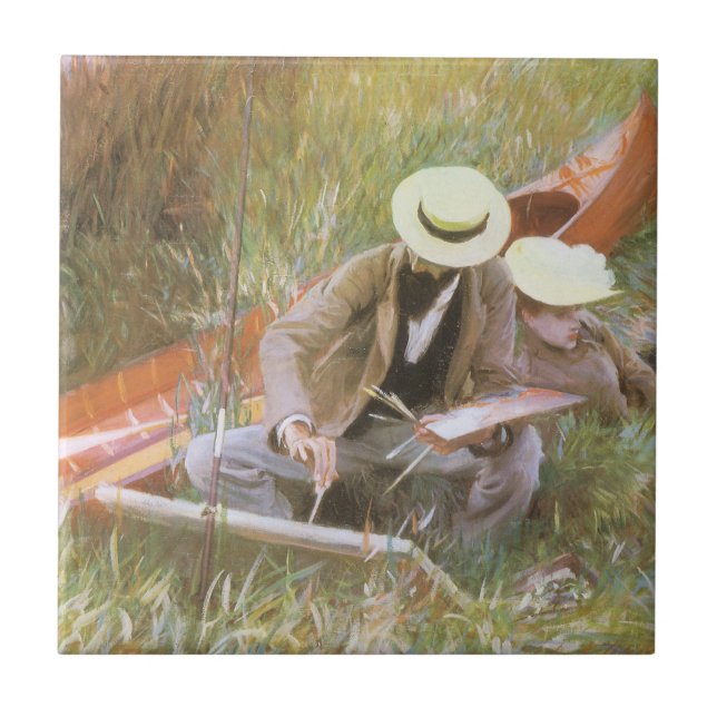 Paul Helleu Sketching with His Wife by JS Sargent Tile (Front)