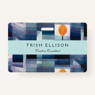 Paul Klee Abstract Tree Blue Painting ID Badge