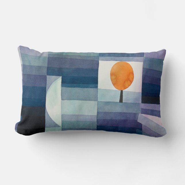 Paul Klee Abstract Tree Blue Painting Lumbar Cushion (Front)