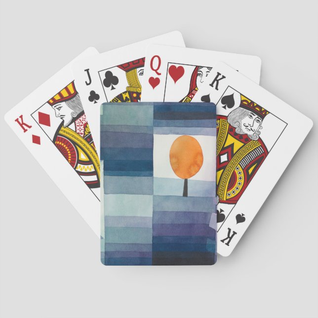 Paul Klee Abstract Tree Blue Painting Playing Cards (Back)