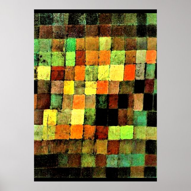 Paul Klee art, Ancient Sound Abstract on Black Poster (Front)