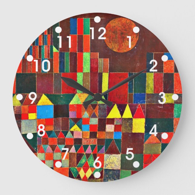 Paul Klee art: Castle and Sun, Klee painting Large Clock (Front)