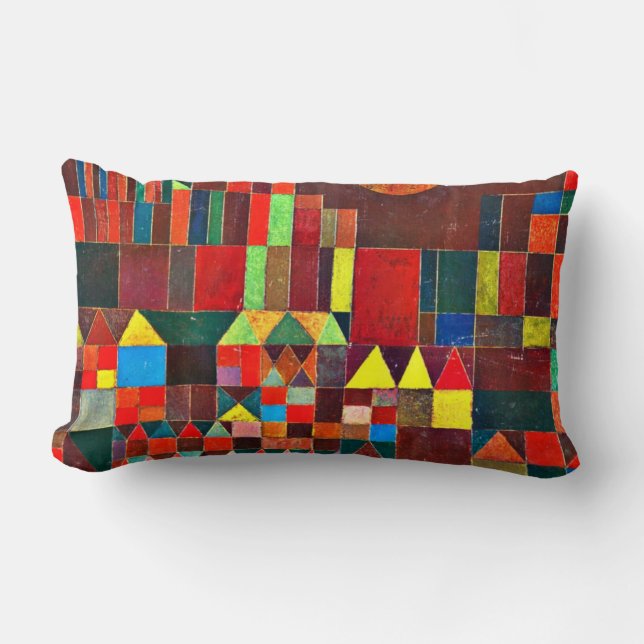 Paul Klee art: Castle and Sun, Klee painting Lumbar Cushion (Front)