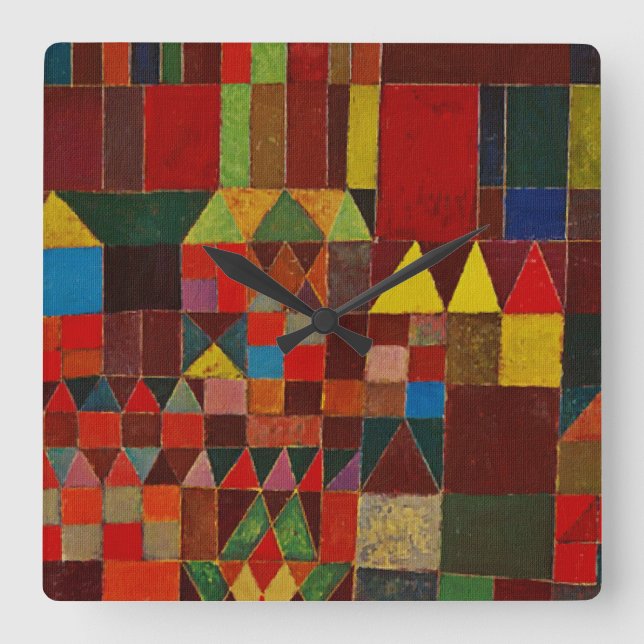 Paul Klee Castle And Sun Square Wall Clock (Front)