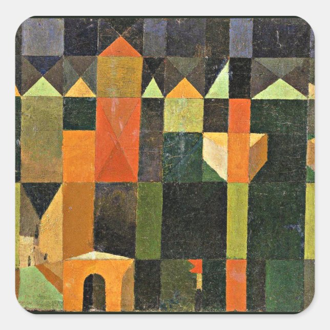 Paul Klee - City of Towers Square Sticker (Front)