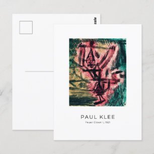Paul Klee, Fire Clown - Colourful Abstract Art Postcard