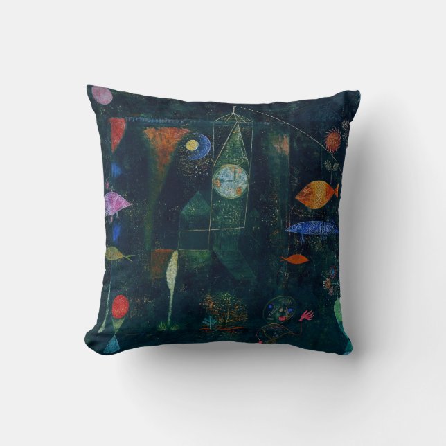 Paul Klee Fish Magic Abstract Painting Graphic Art Cushion (Front)