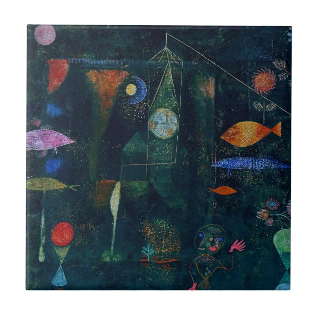 Paul Klee Fish Magic Abstract Painting Graphic Art Tile (Front)